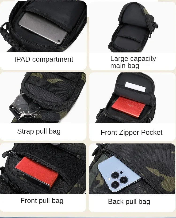 Outdoor Camping Chest Bag Tactical Backpack for Men Sports Hiking Climbing Cycling Fishing MOLLE Shoulder Bag