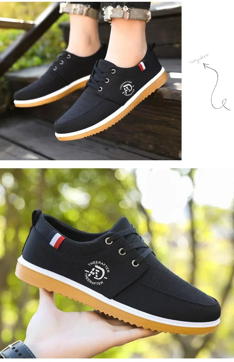Black casual walking shoes for men with white and brown sole from AliExpress