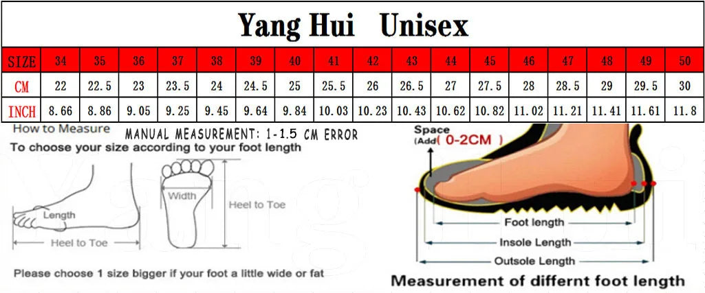 Size chart with foot measurement guide for casual walking shoes for men from AliExpress