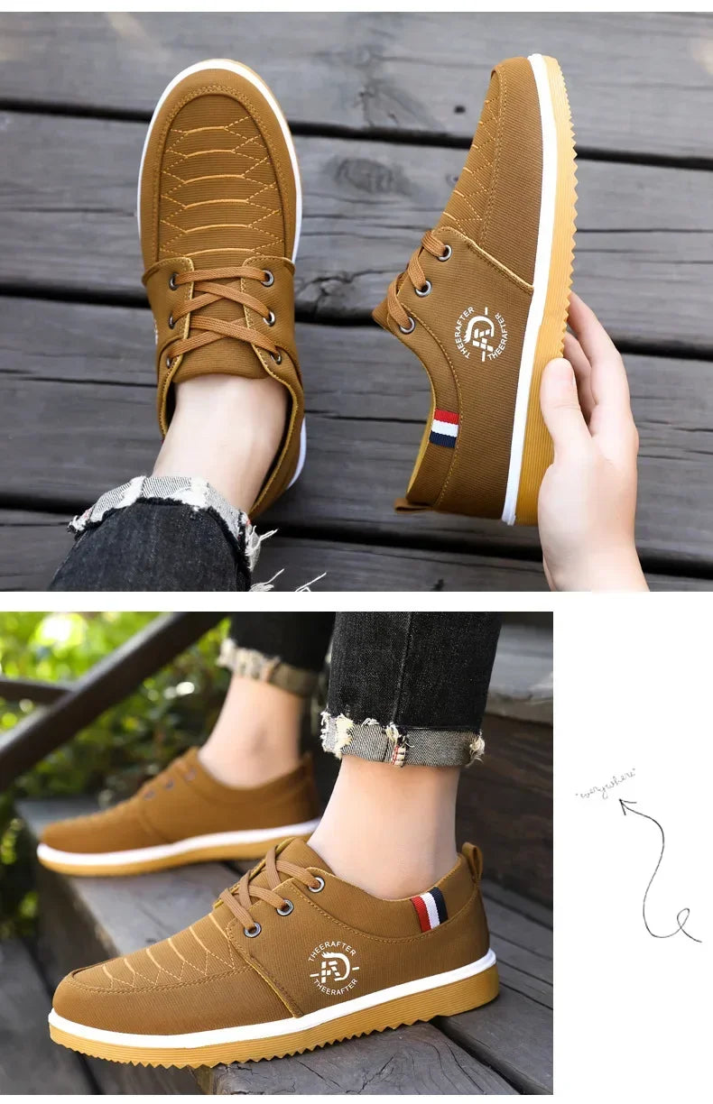 AliExpress brown casual walking shoes for men with white soles and lace-up design
