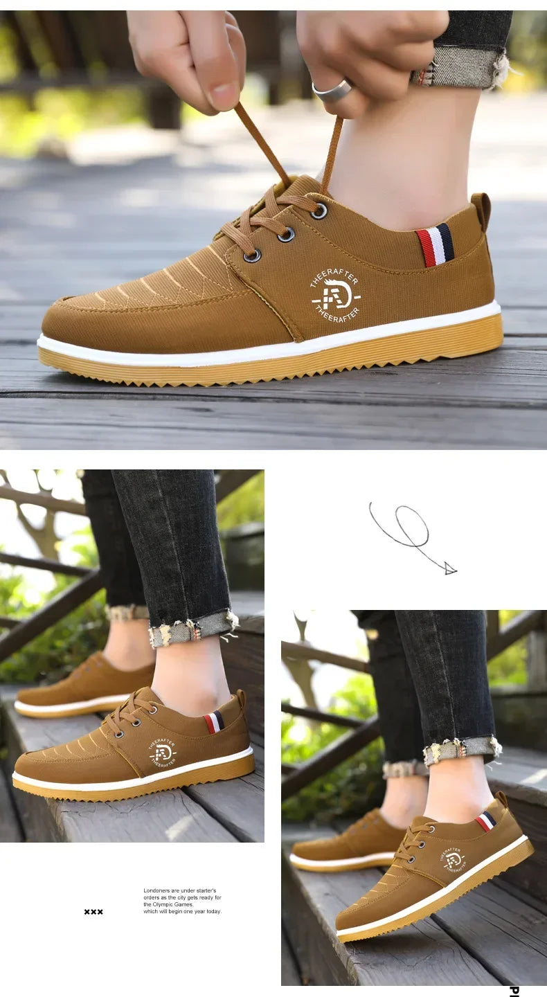 Casual walking shoes for men in brown with white sole and lace-up design