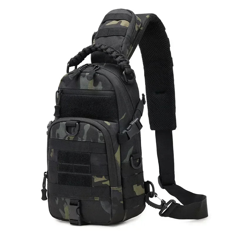 Black and camouflage sling backpack representing the best travel bags for urban explorers