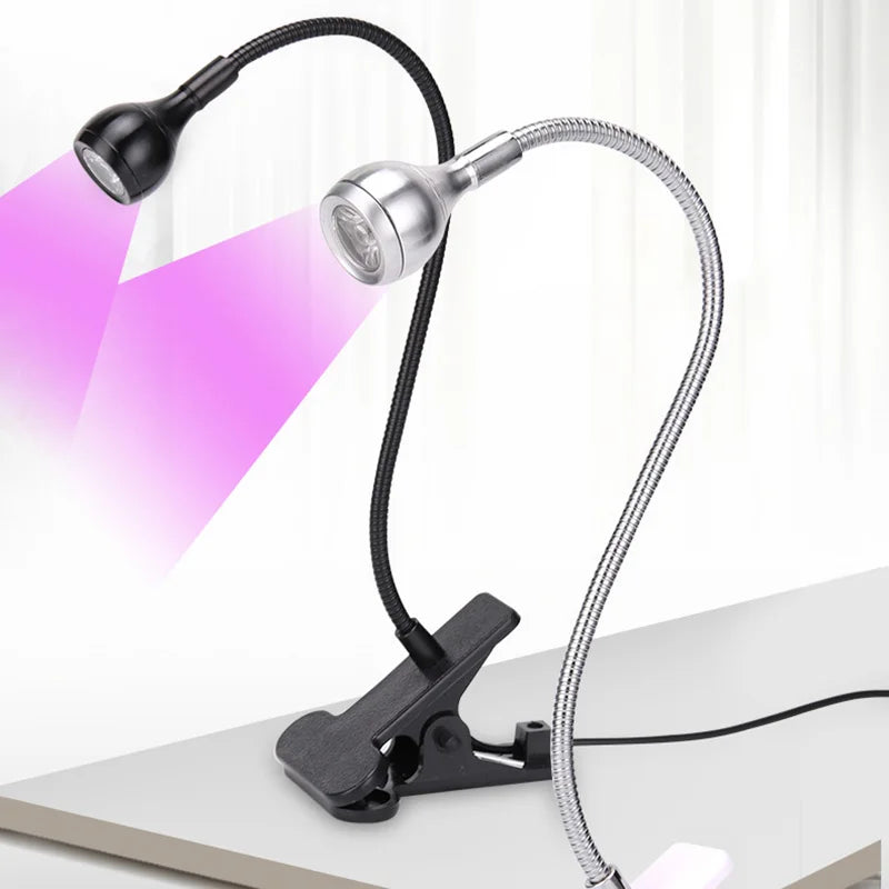 Led Ultraviolet Lights Clip-On Flexible Metal Tube UV Lamp USB Mini UV Gel Curing Light Desk Lamp Nail Dryer For DIY Nail Art