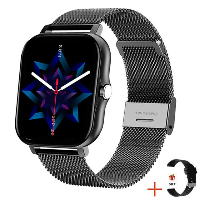 Y13 smart watch with heart rate monitor black mesh strap and additional gift band from CJ Dropshipping